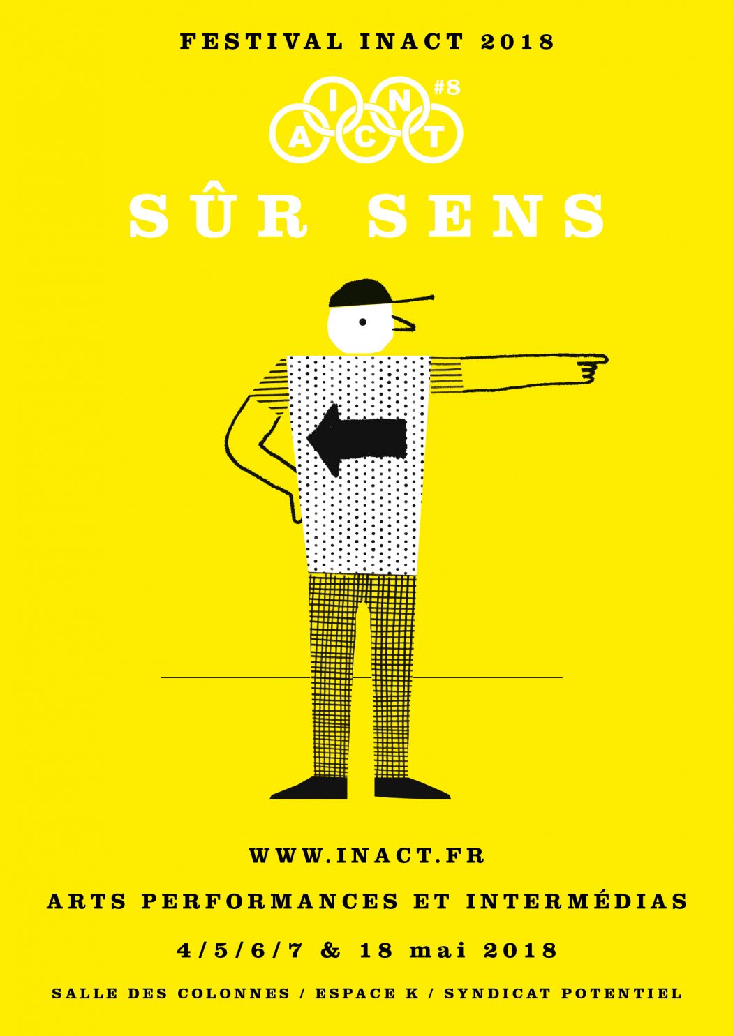Affiche du festival INACT 2018 Sur Sens. Illustration : Vincent Godeau.