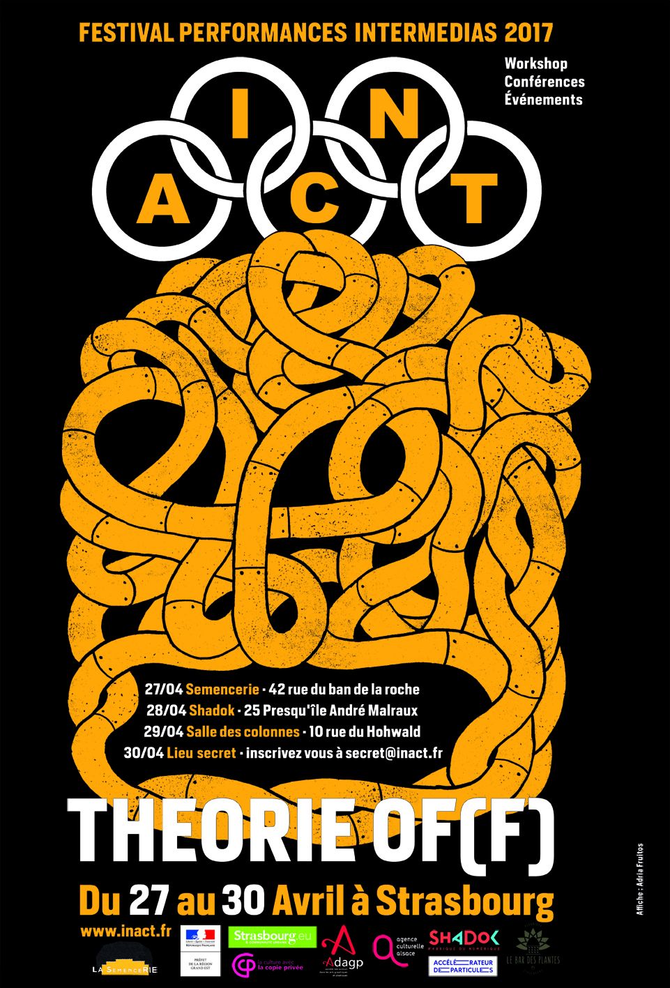 Affiche du festival INACT Theroy Of(f) de 2017. Illustration : Adriá Fruitós